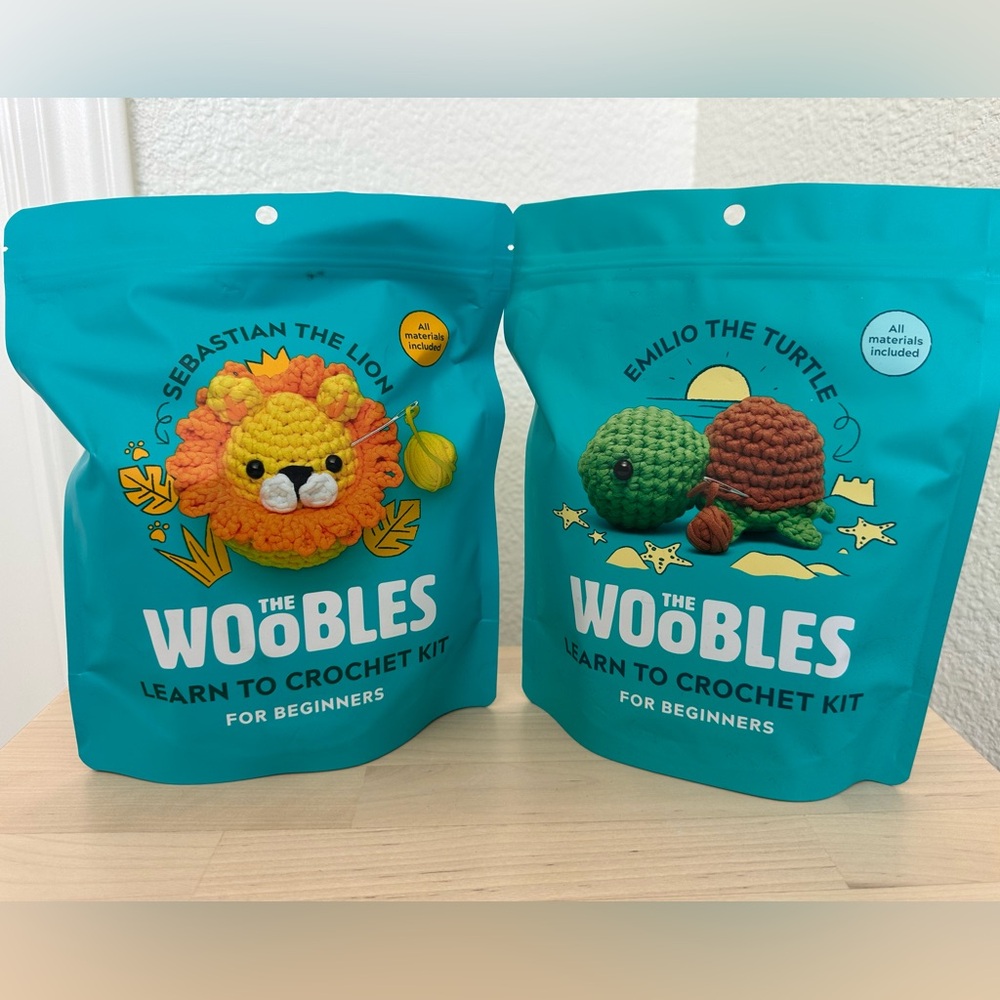 BNIB The Woobles Crochet Kit Bundle - Lion and Turtle